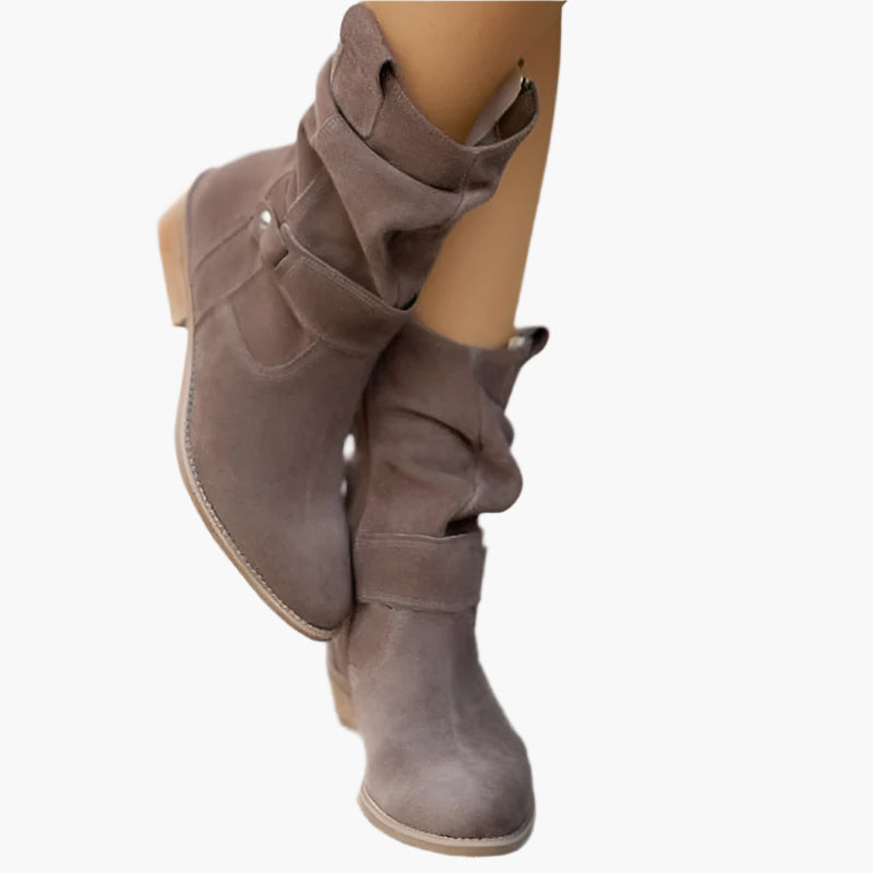Women's Low-Cut Suede Boots with Zipper – Casual Comfortable Slip-Resistant Style