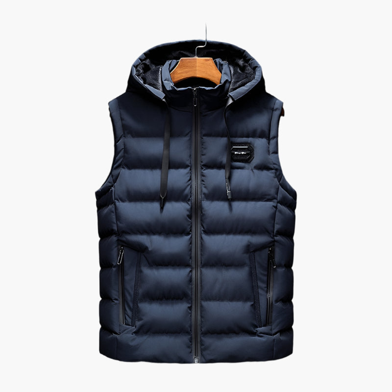 Men's Puffer Thermal Vest with Hood – Modern Outdoor and Casual Style