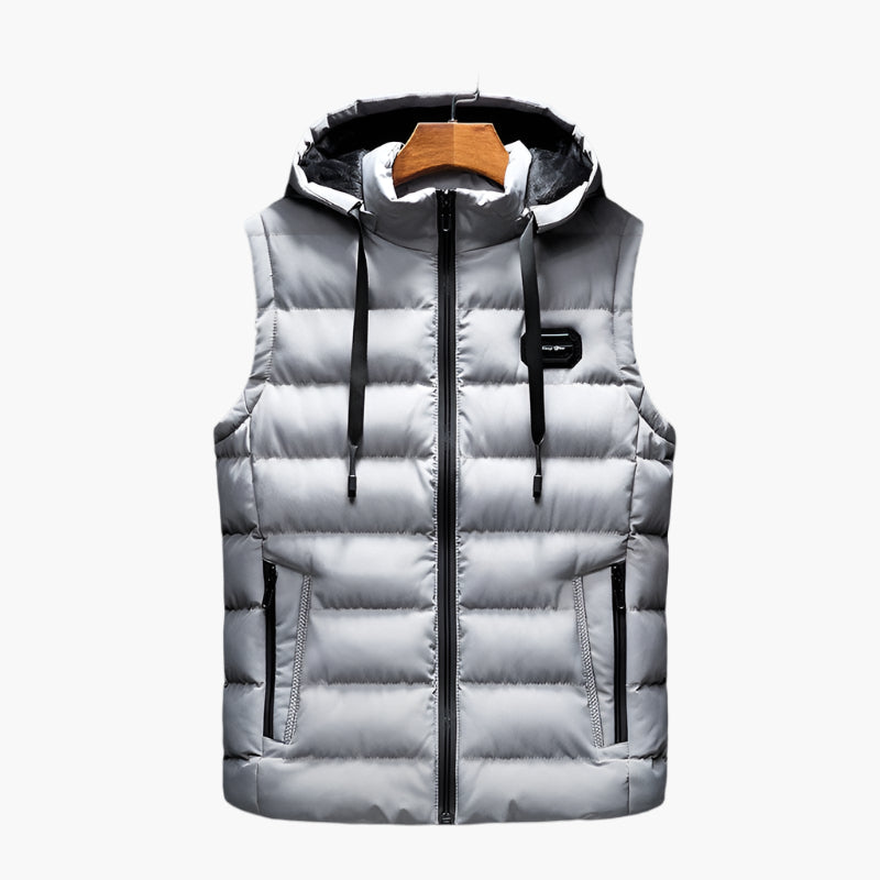 Men's Puffer Thermal Vest with Hood – Modern Outdoor and Casual Style