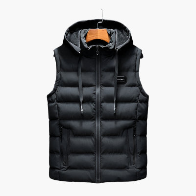 Men's Puffer Thermal Vest with Hood – Modern Outdoor and Casual Style