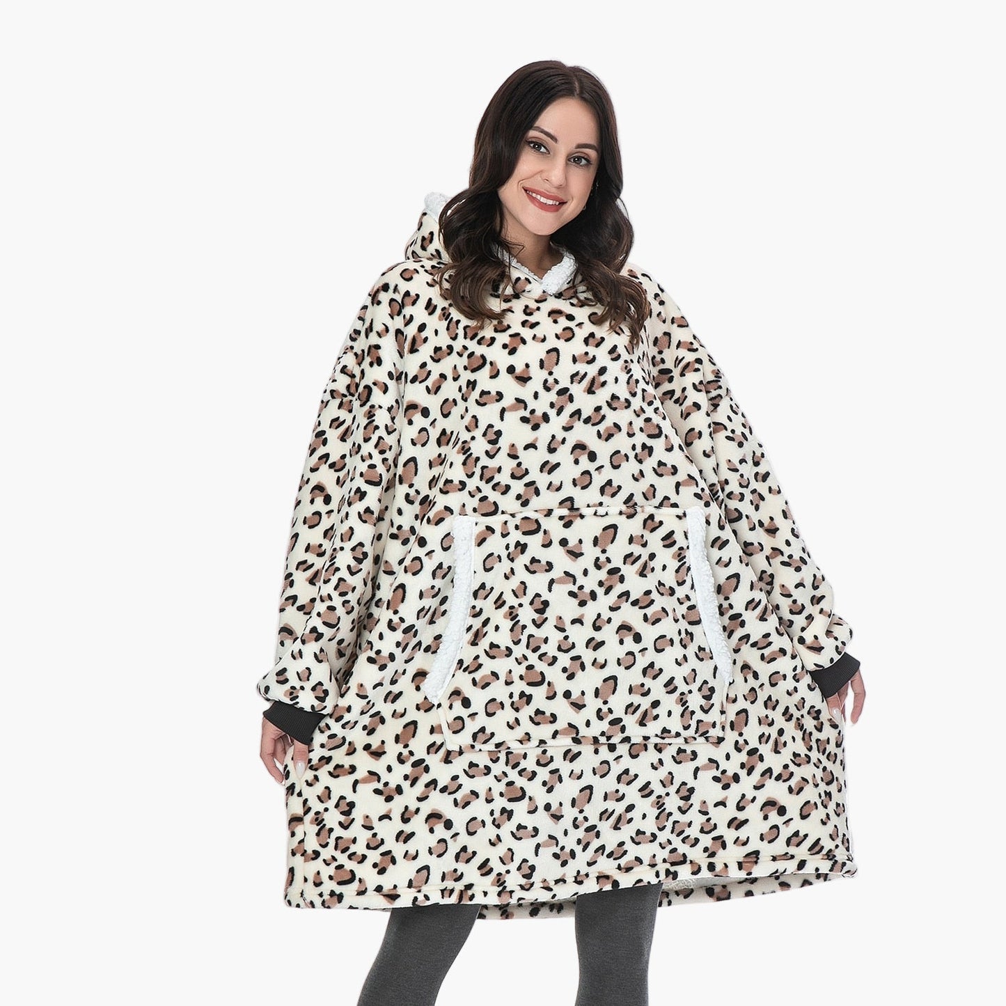 Women's Cozy Oversized Hoodie Blanket – Ultra Soft Fleece Lounge Wear with Hood and Pockets