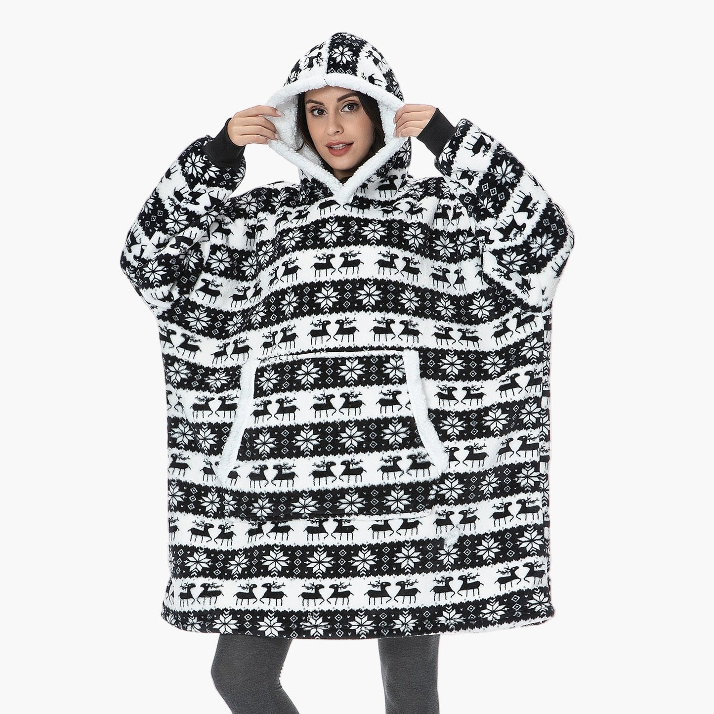 Women's Cozy Oversized Hoodie Blanket – Ultra Soft Fleece Lounge Wear with Hood and Pockets
