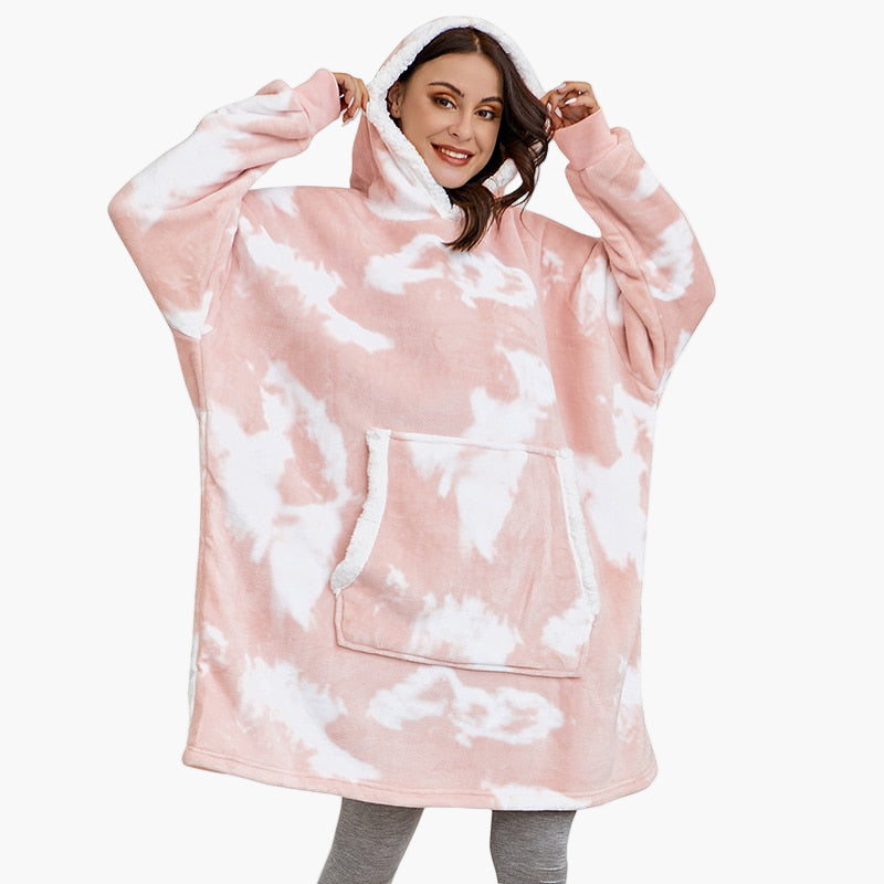 Women's Cozy Oversized Hoodie Blanket – Ultra Soft Fleece Lounge Wear with Hood and Pockets
