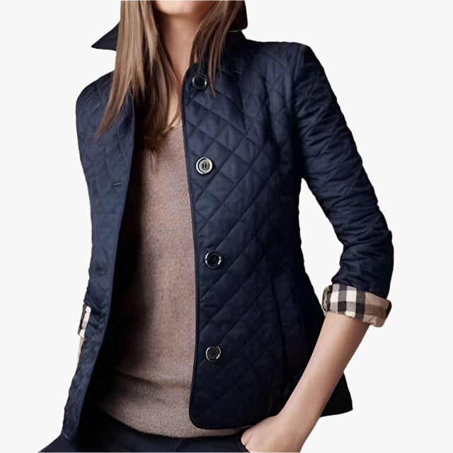 Women's Quilted Tailored Lightweight Jacket – Classic Diamond Stitch, Versatile Outerwear for Everyday Style