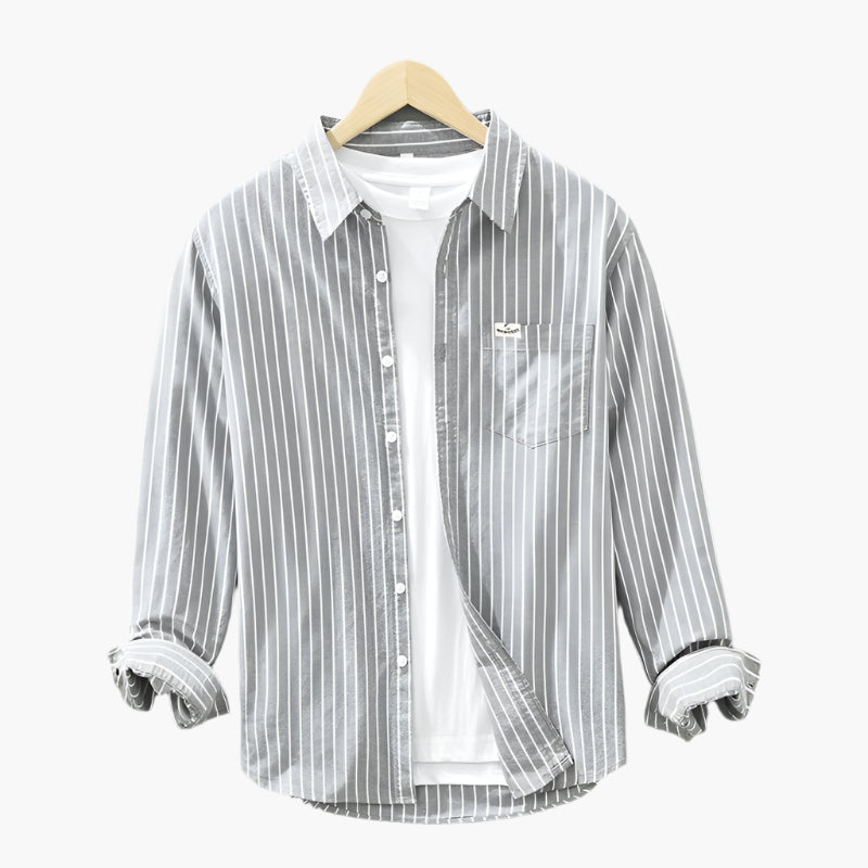 Men's Casual Striped Button-Up Shirt – Classic Summer Relaxed Fit