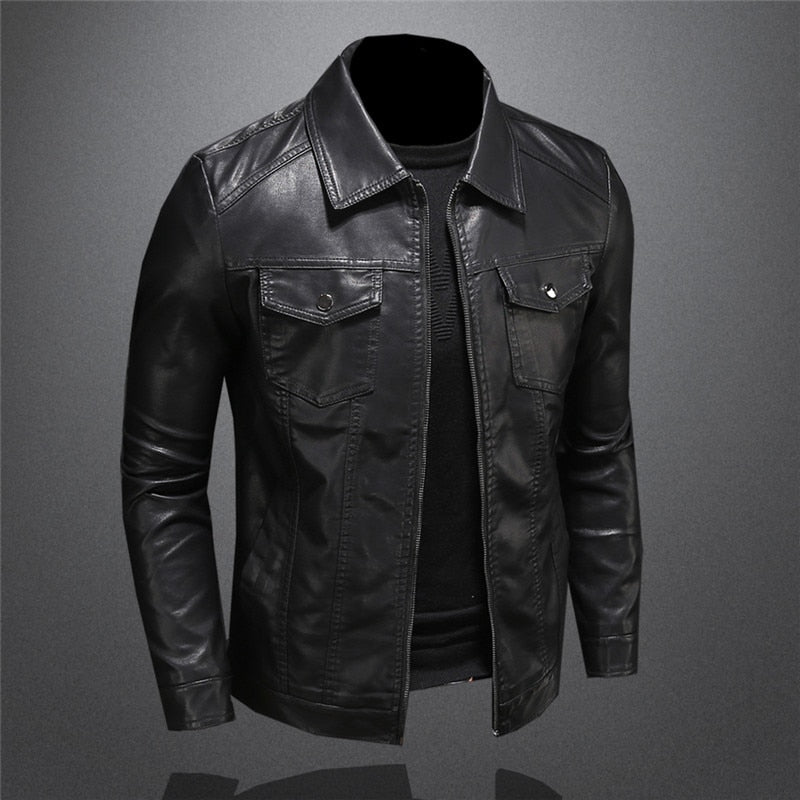 Men's Classic Faux Leather Jacket – Timeless Style for Casual and Formal Wear