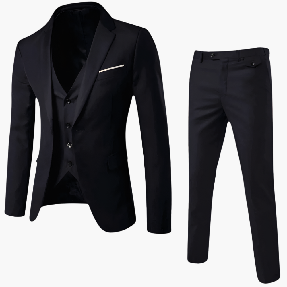 Men's Classic Three-Piece Suit with Vest – Formal Business & Wedding Attire