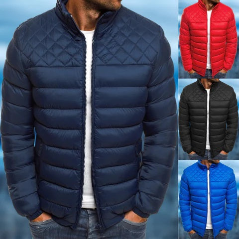 Men's Windproof and Waterproof Quilted Outdoor Jacket – Stylish All-Weather Everyday Wear