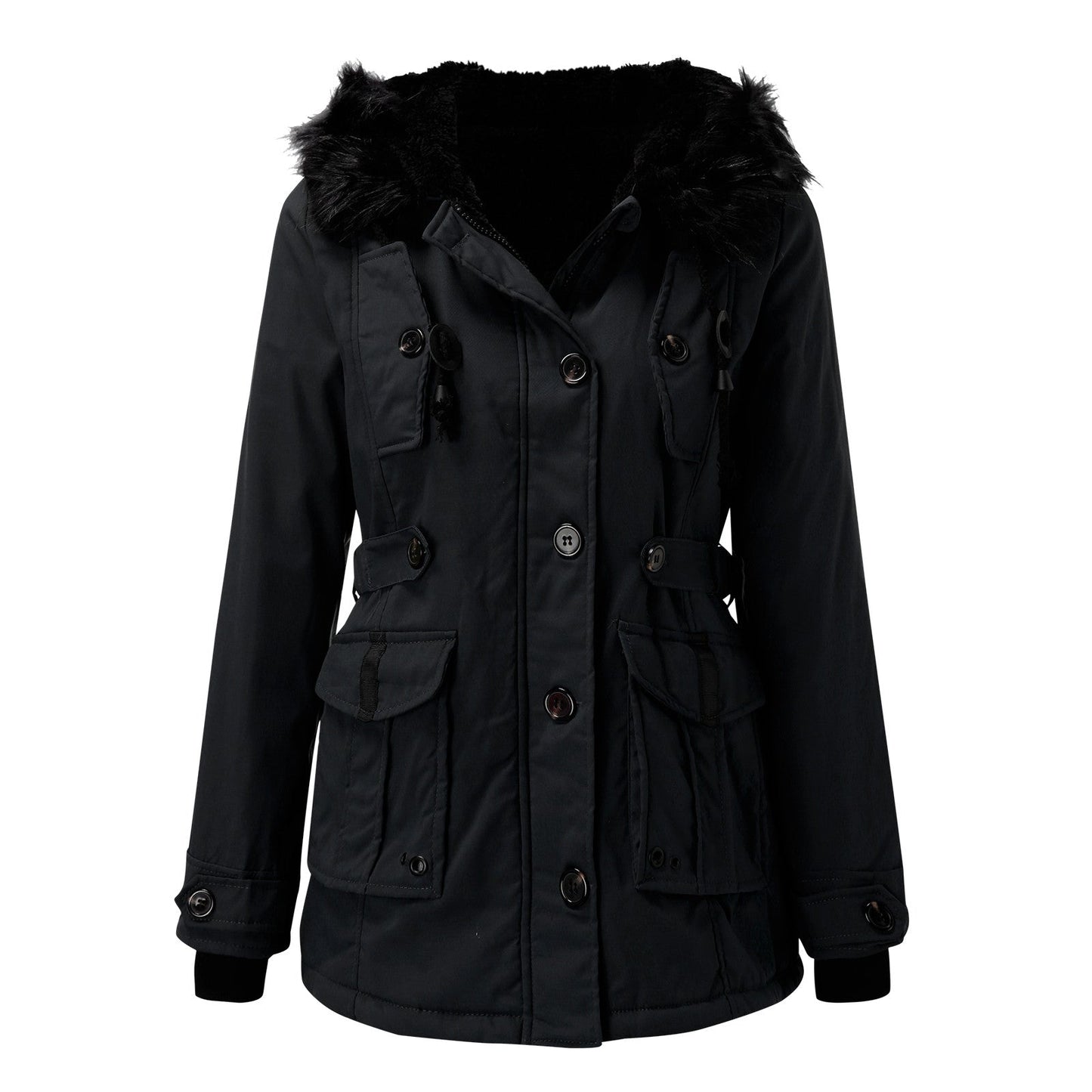 Women's Winter Parka Jacket with Faux Fur Hood – Elegant Outdoor Style for Cold Weather