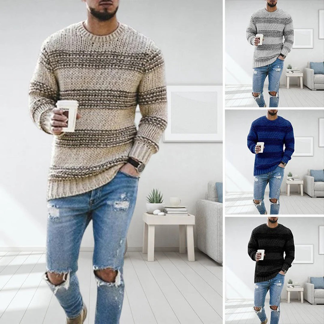 Men’s Textured Knit Crewneck Sweater – Casual Pullover for Everyday Comfort & Weekend Style