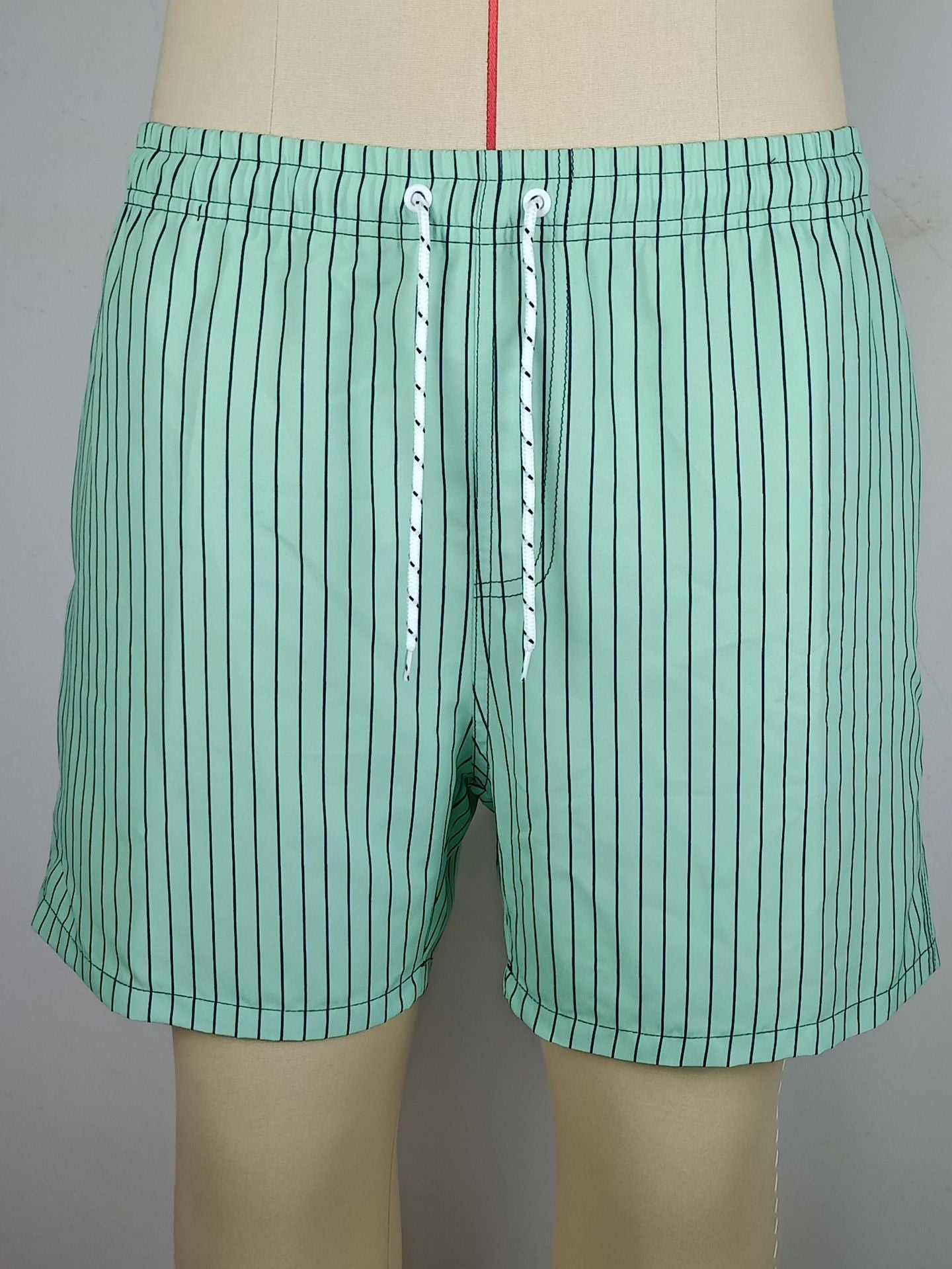 Men's Striped Casual Beach Shorts with Drawstring – Relaxed Fit Summer Swimwear