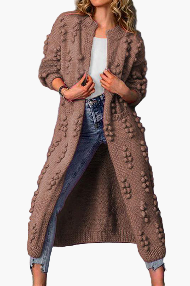 Women's Long Textured Knit Cardigan – Elegant Casual Outerwear for Everyday Style