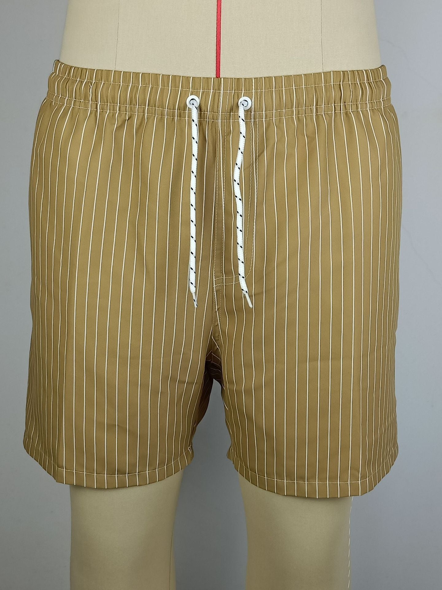 Men's Striped Casual Beach Shorts with Drawstring – Relaxed Fit Summer Swimwear
