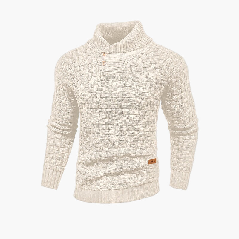 Men's Winter Mid-Collar Buttoned Knit Pullover Sweater – Casual & Formal Style