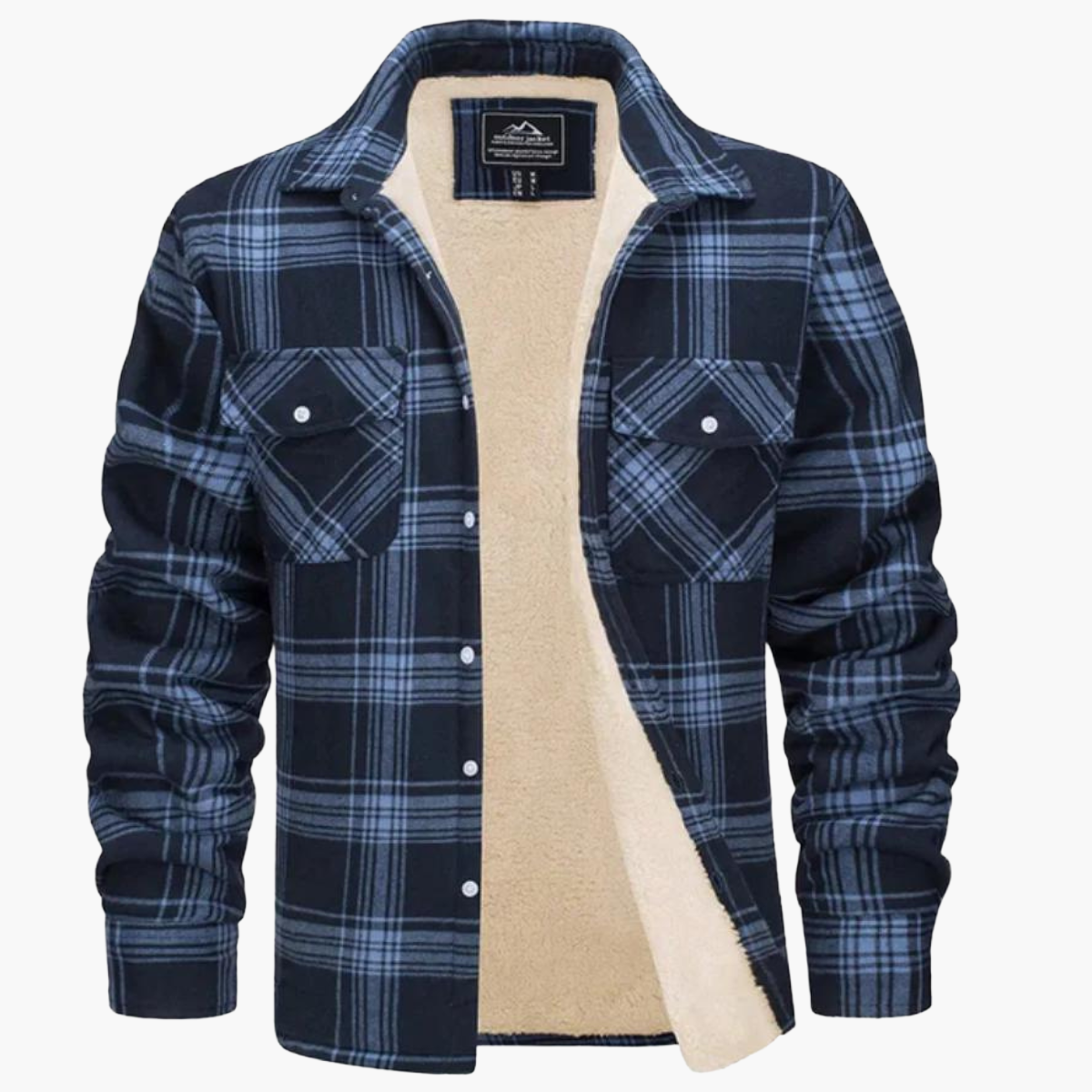 Men's Plaid Sherpa-Lined Fleece Jacket – Casual Winter Outdoor Shirt Jacket