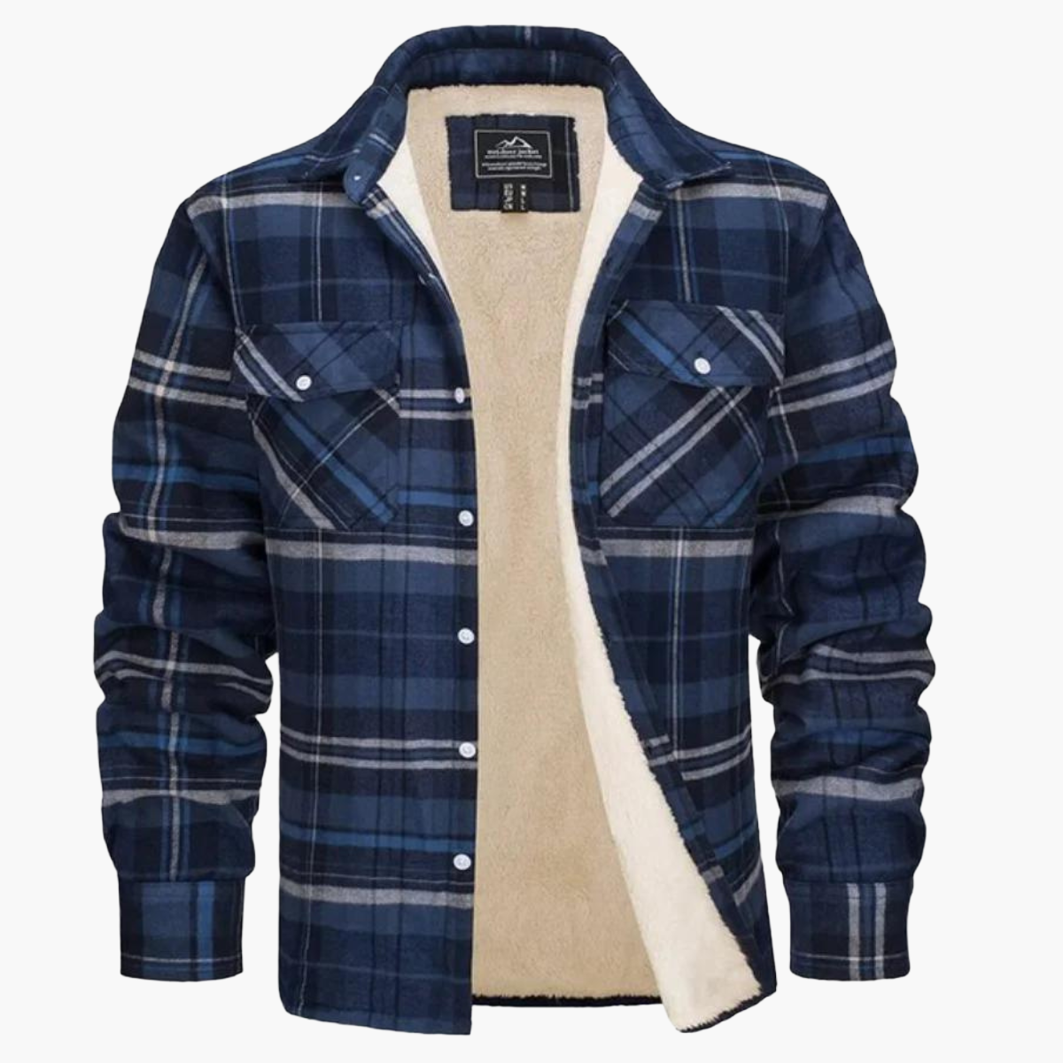 Men's Plaid Sherpa-Lined Fleece Jacket – Casual Winter Outdoor Shirt Jacket