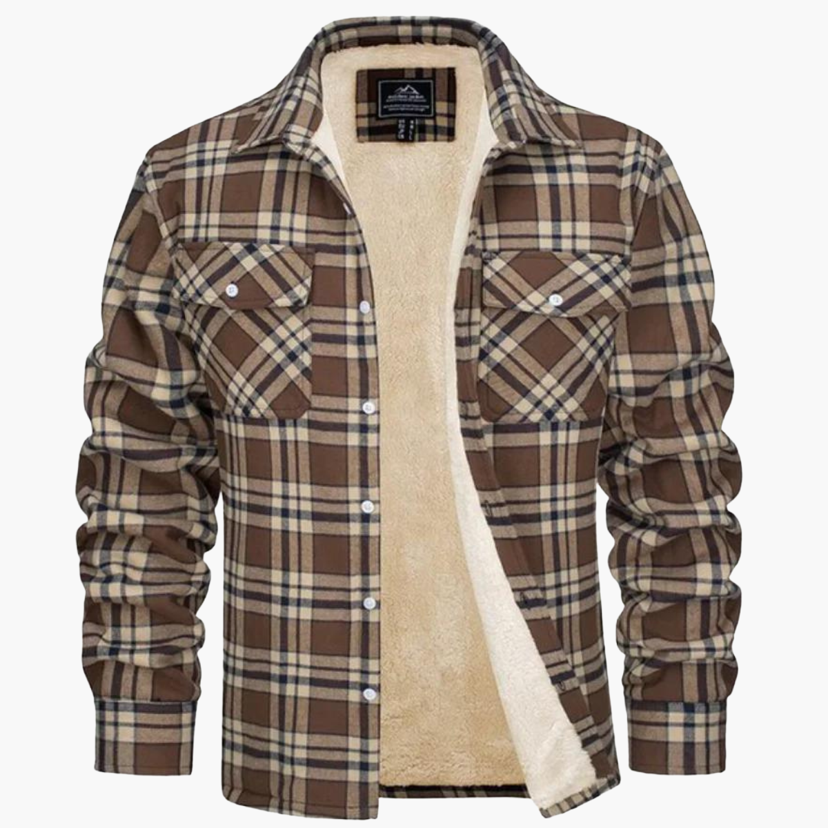 Men's Plaid Sherpa-Lined Fleece Jacket – Casual Winter Outdoor Shirt Jacket