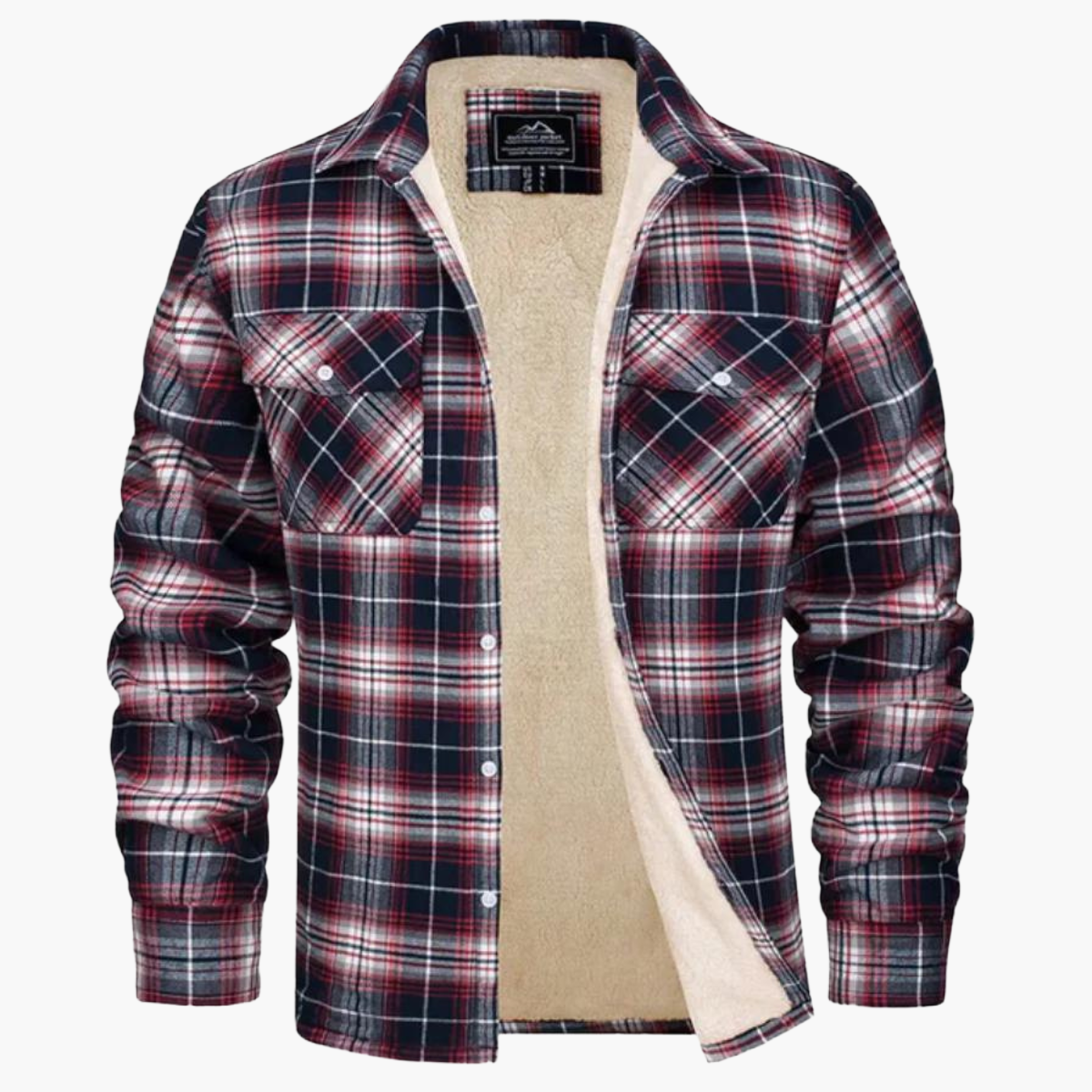 Men's Plaid Sherpa-Lined Fleece Jacket – Casual Winter Outdoor Shirt Jacket