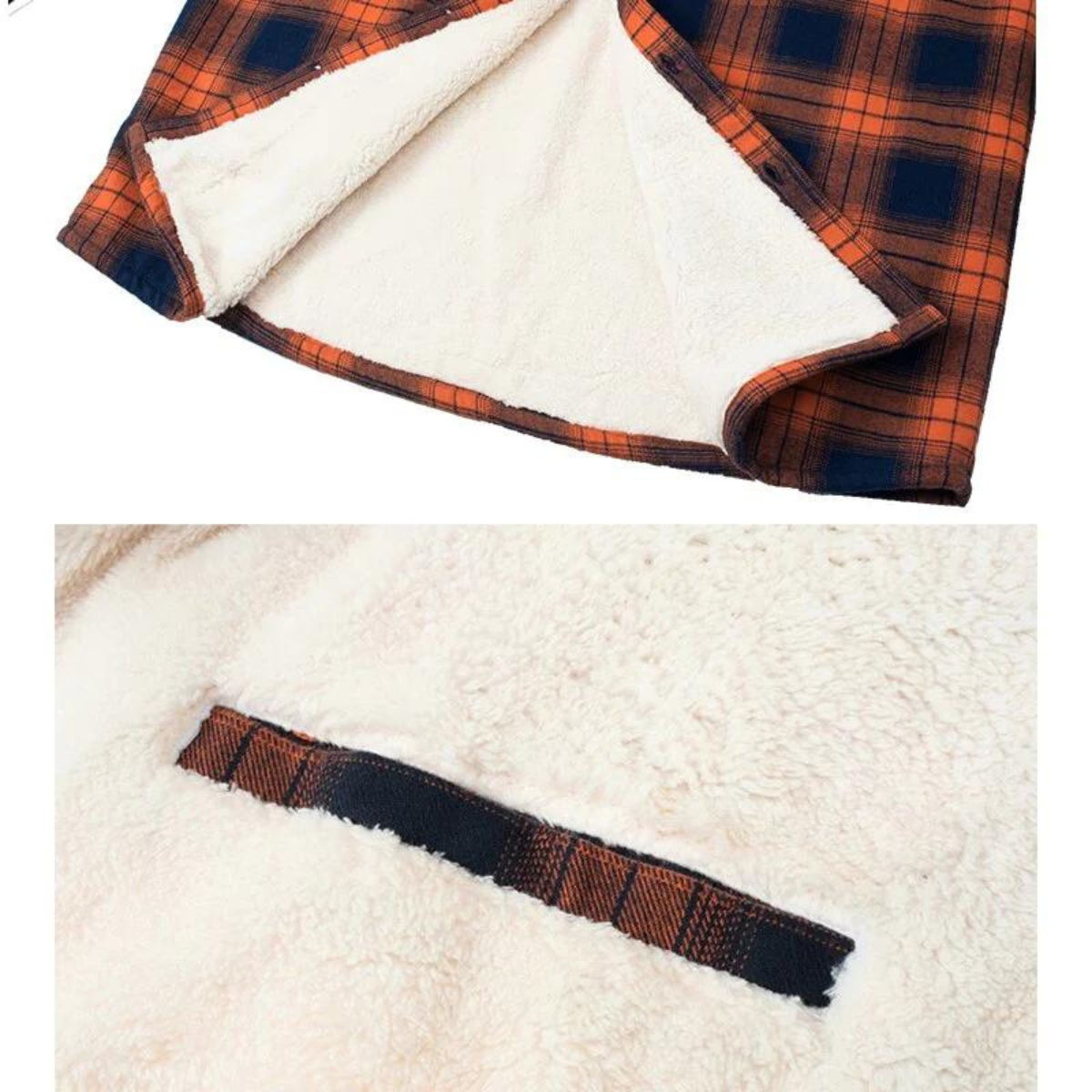 Men's Plaid Sherpa-Lined Fleece Jacket – Casual Winter Outdoor Shirt Jacket