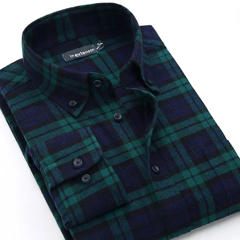 Cameron – Men's Long Sleeve Cotton Plaid Shirt