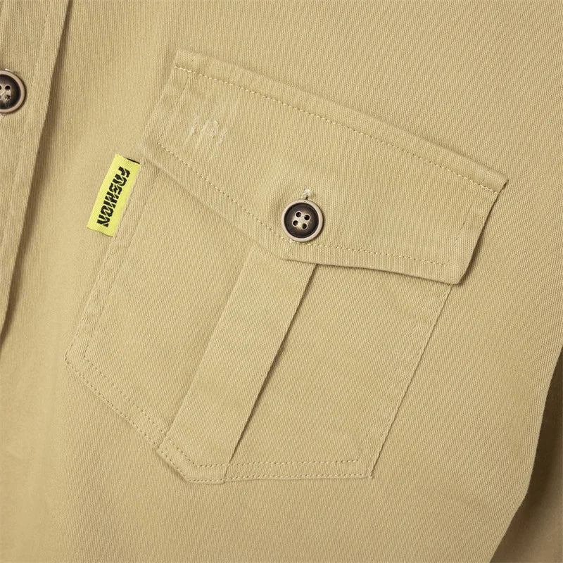 Ian – Men's Cotton Long-Sleeve Shirt with Dual Chest Pockets