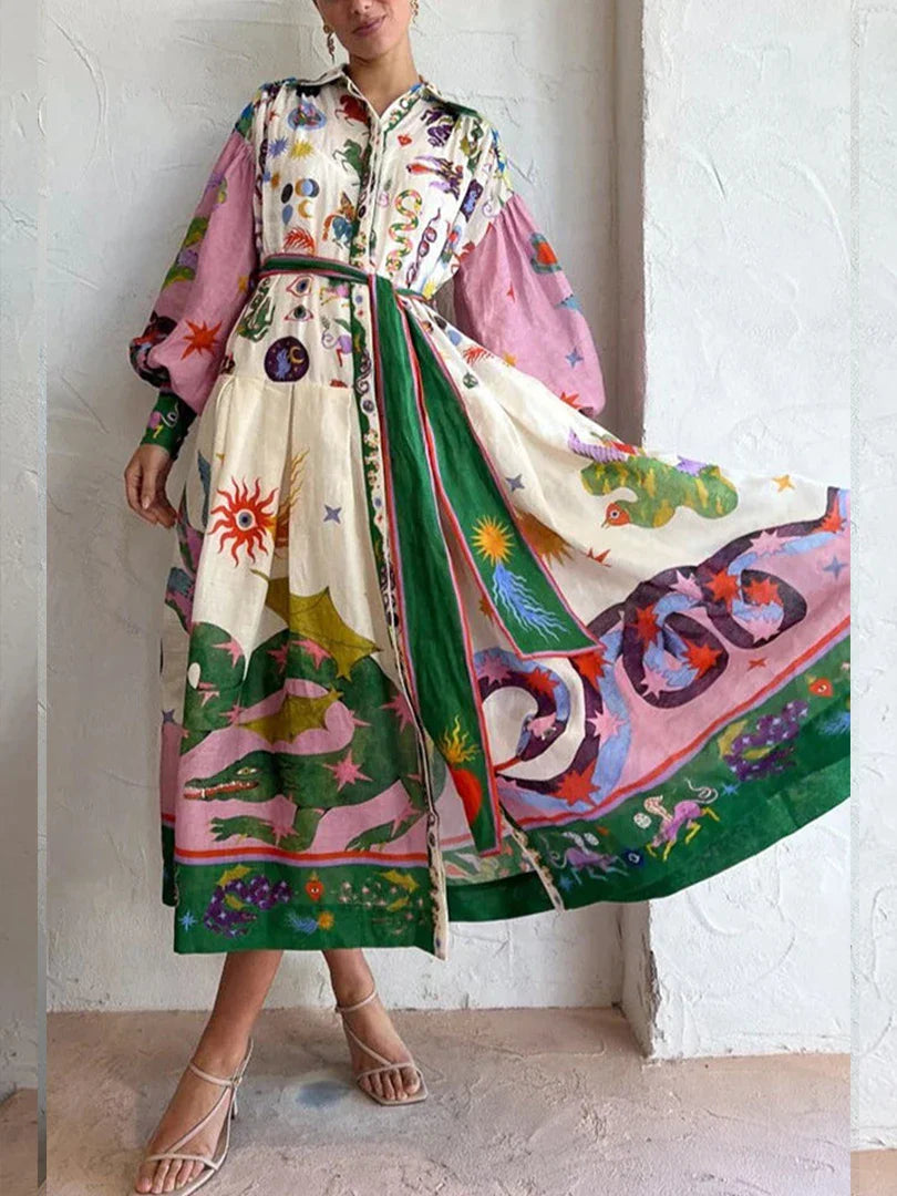 Women's Boho Swing Blouse Dress – Maxi Chic Dress for Summer Parties & Events