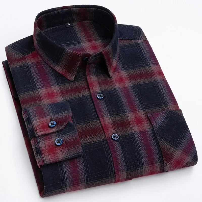 Cameron – Men's Long Sleeve Cotton Plaid Shirt