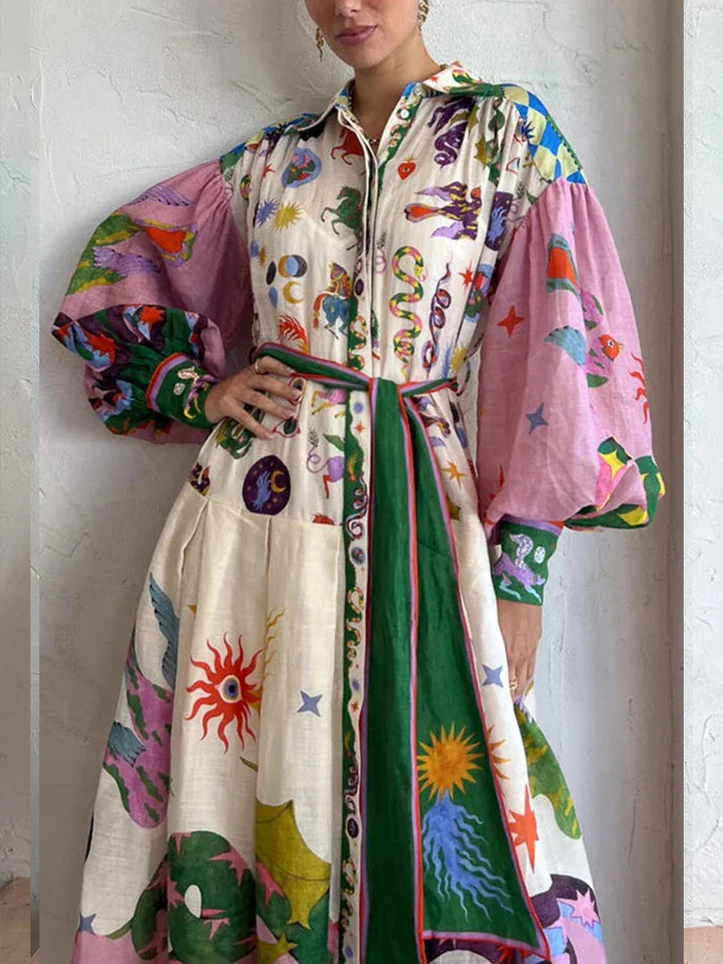 Women's Boho Swing Blouse Dress – Maxi Chic Dress for Summer Parties & Events
