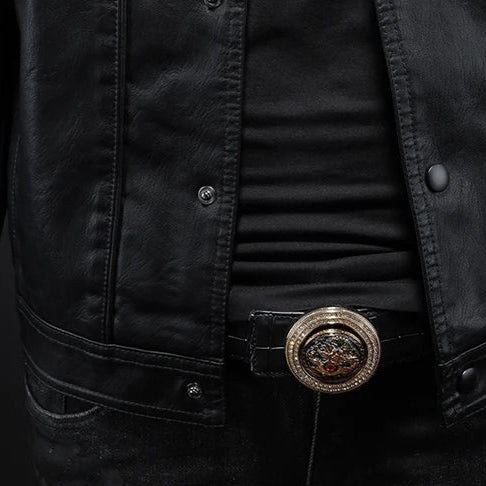 Men's Moto-Inspired Classic Leather Jacket for Modern Casual Style