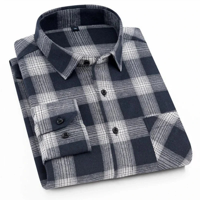 Cameron – Men's Long Sleeve Cotton Plaid Shirt