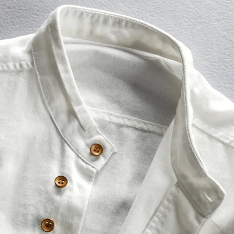 Adam – Men's Long Sleeve Linen and Cotton Shirt, Japanese Style