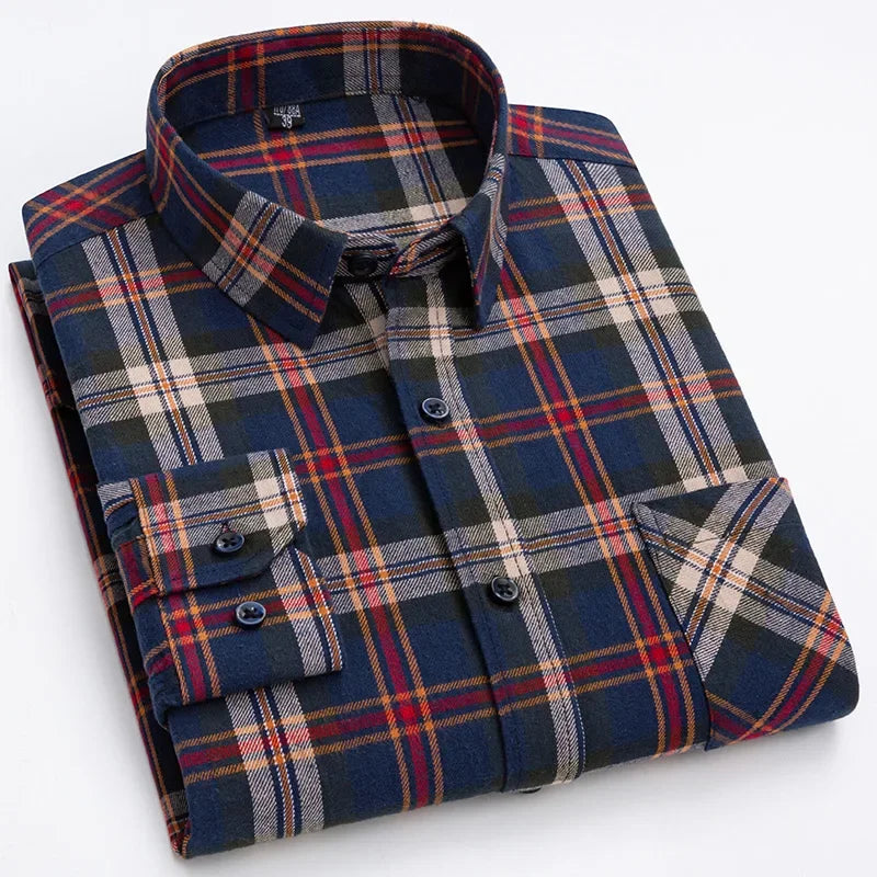 Cameron – Men's Long Sleeve Cotton Plaid Shirt