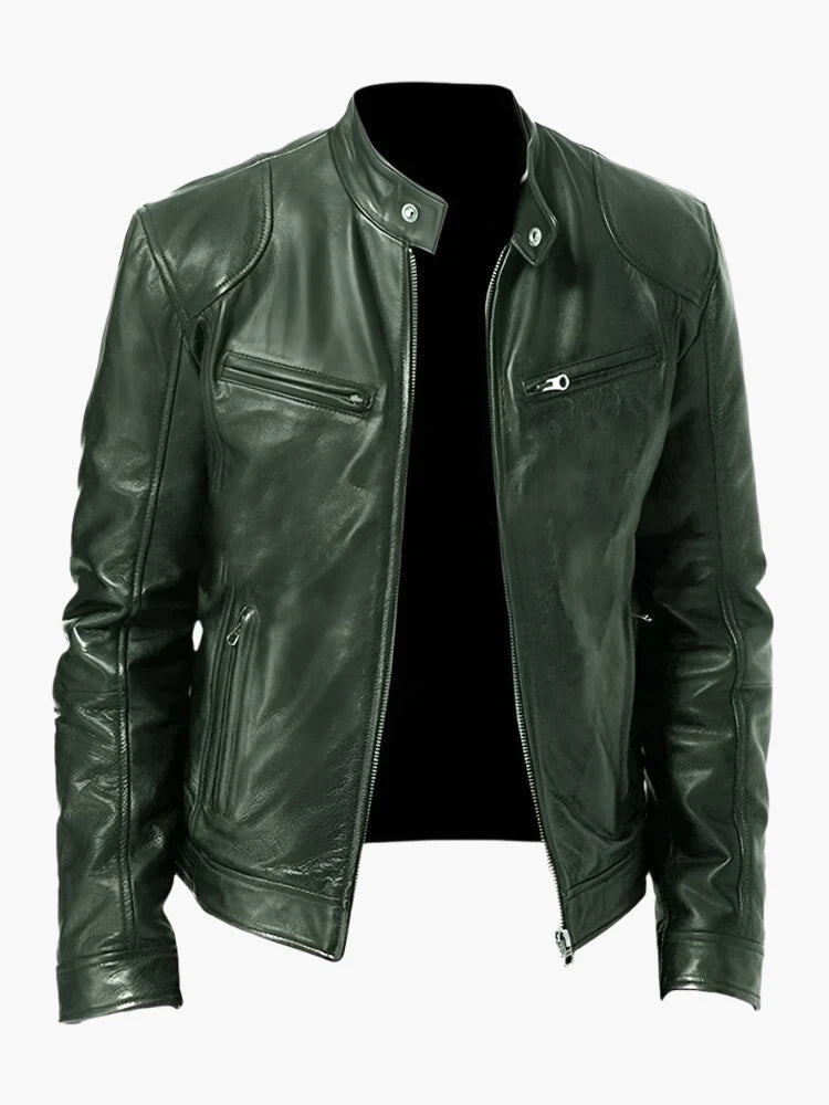 Men's Classic Vegan Leather Biker Jacket for Versatile Urban Style