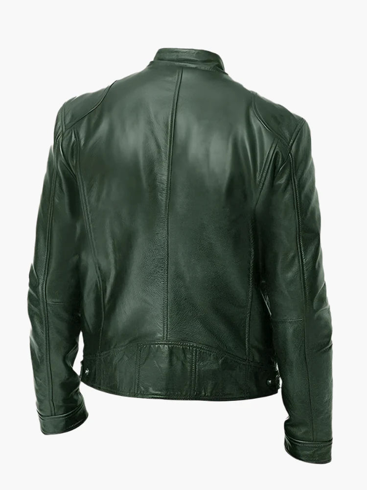 Men's Classic Vegan Leather Biker Jacket for Versatile Urban Style