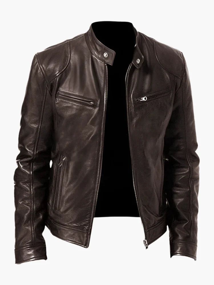 Men's Classic Vegan Leather Biker Jacket for Versatile Urban Style