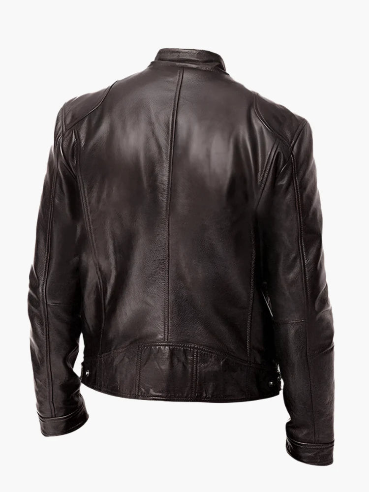 Men's Classic Vegan Leather Biker Jacket for Versatile Urban Style