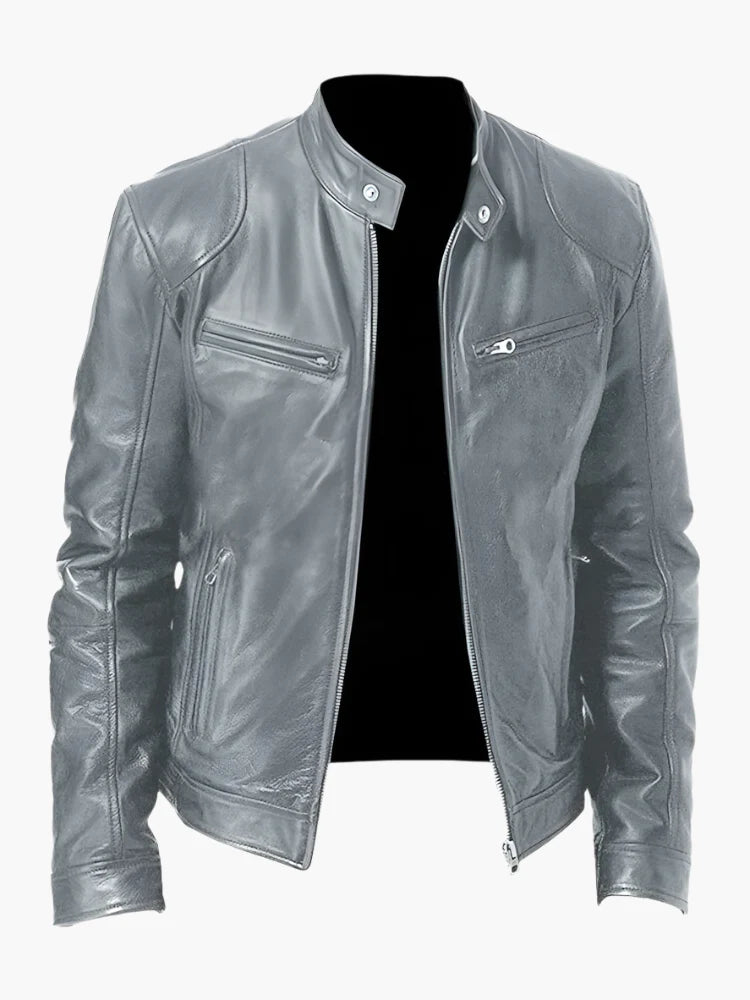Men's Classic Vegan Leather Biker Jacket for Versatile Urban Style