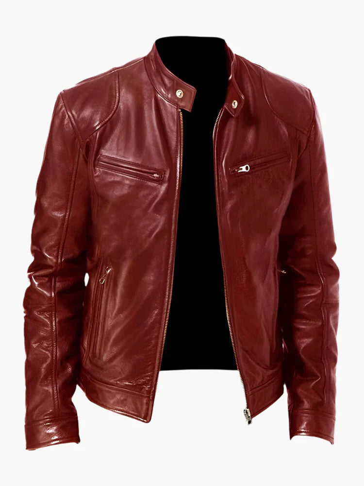 Men's Classic Vegan Leather Biker Jacket for Versatile Urban Style