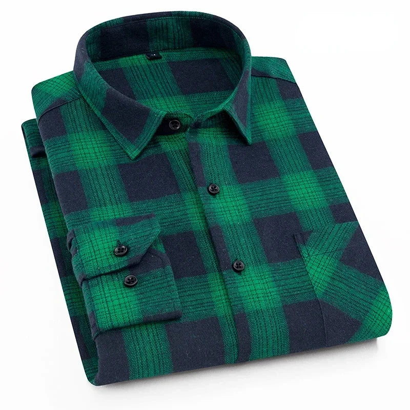 Cameron – Men's Long Sleeve Cotton Plaid Shirt
