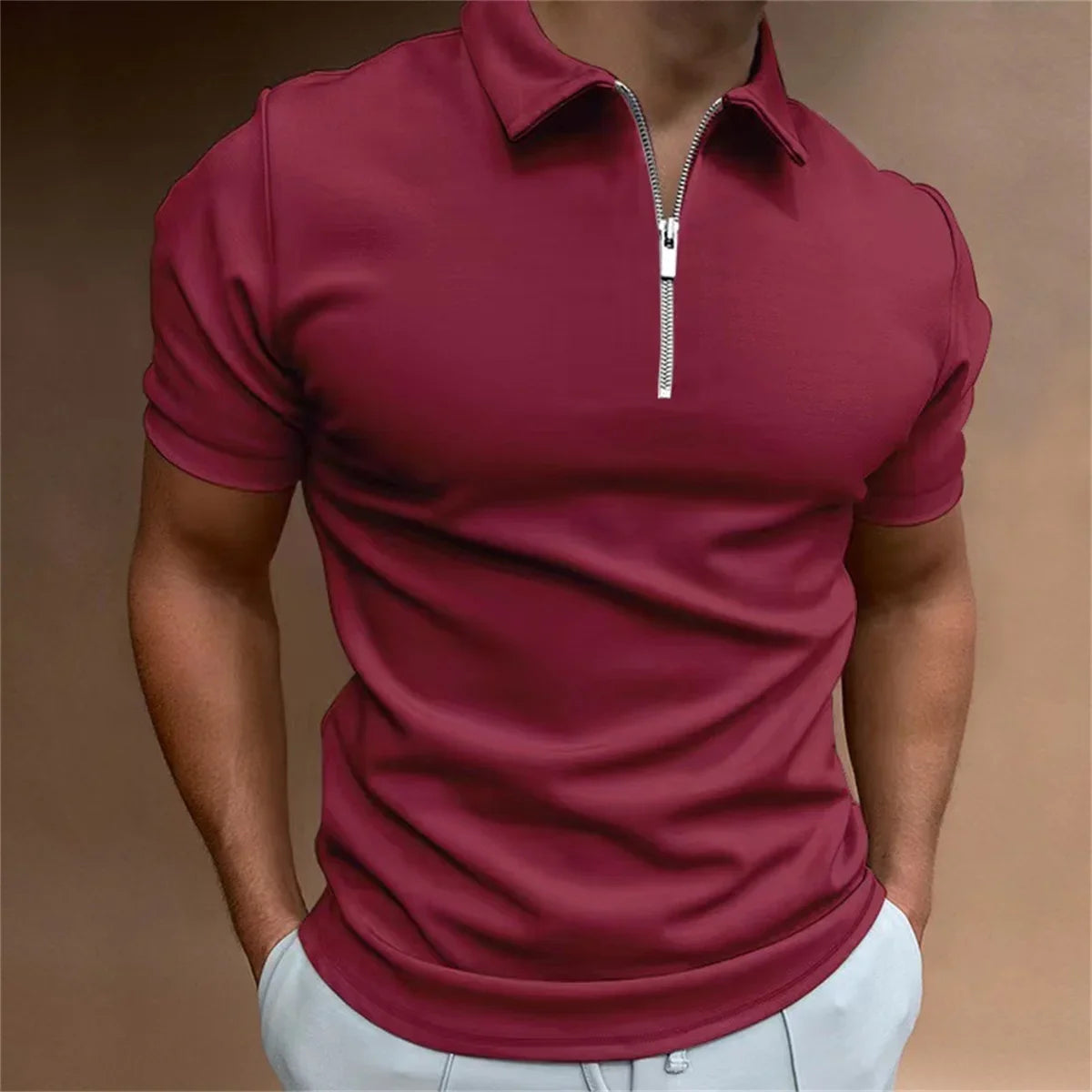 Men’s Casual Fitted Polo Shirt – Short Sleeve Knit Polo, Streetwear Tee, Everyday Classic