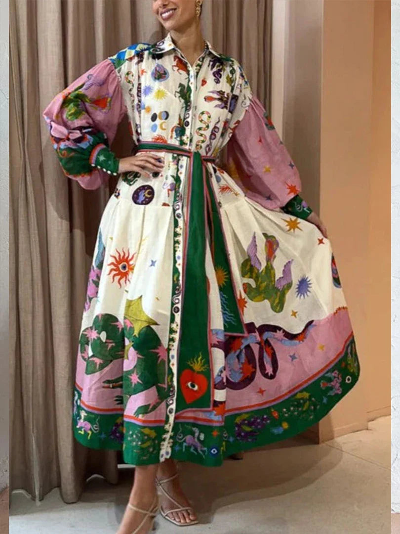 Women's Boho Swing Blouse Dress – Maxi Chic Dress for Summer Parties & Events