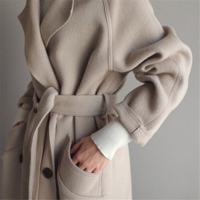 Women's Elegant Long Winter Overcoat Classic Style