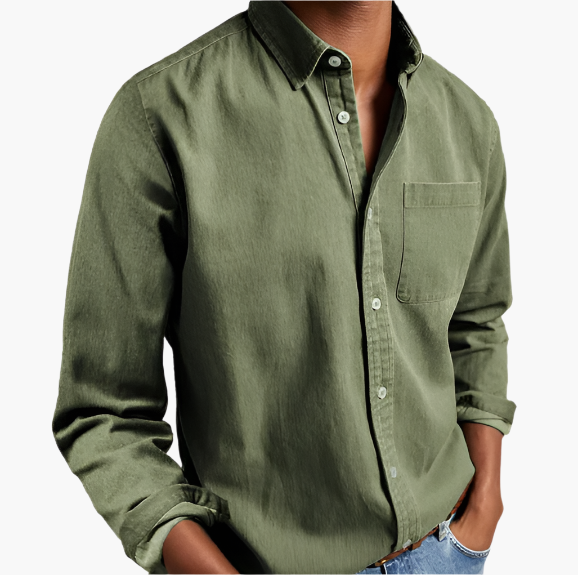 Men's Classic Casual Button-Down Denim Shirt for Everyday Style