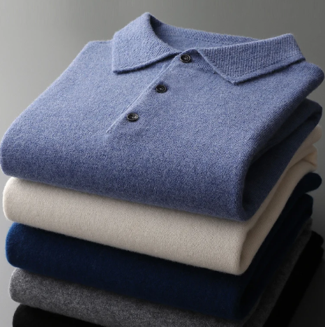 Men's Classic Vegan Wool Long Sleeve Polo Sweater – Timeless Everyday Style