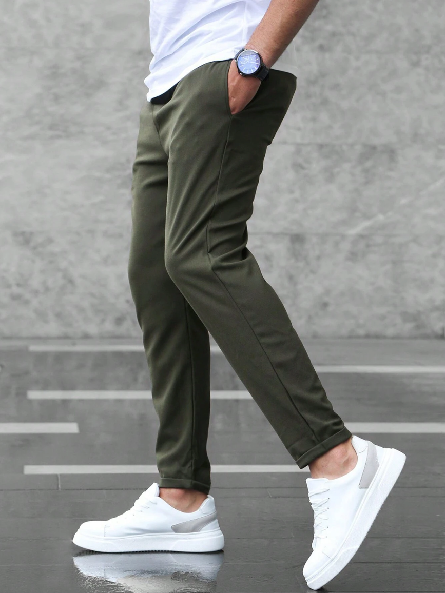 Men's Premium Cropped Jogger Pants with Drawstring – Modern Casual & Smart Style