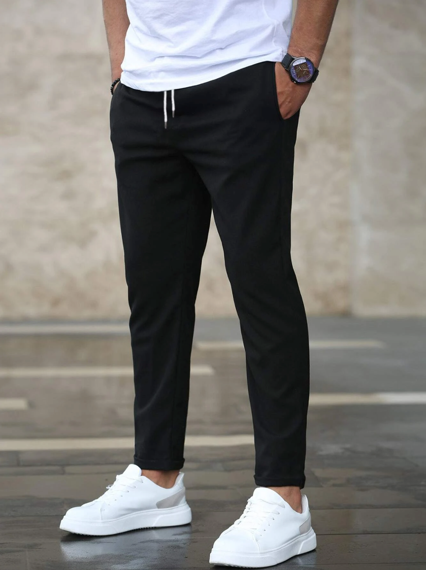Men's Premium Cropped Jogger Pants with Drawstring – Modern Casual & Smart Style