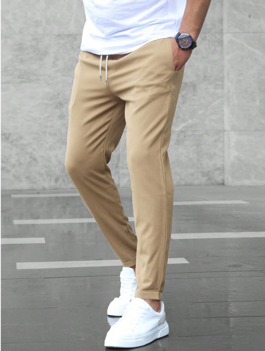 Men's Premium Cropped Jogger Pants with Drawstring – Modern Casual & Smart Style