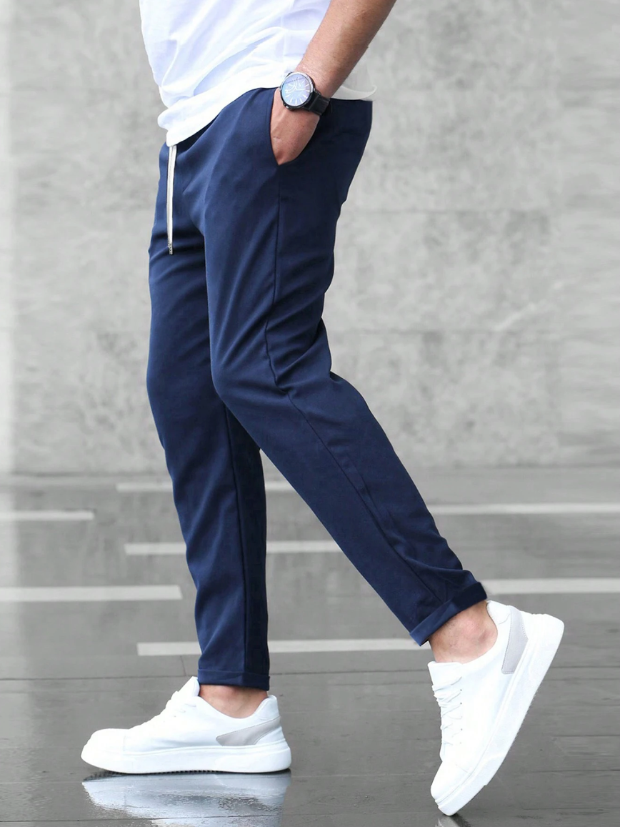 Men's Premium Cropped Jogger Pants with Drawstring – Modern Casual & Smart Style