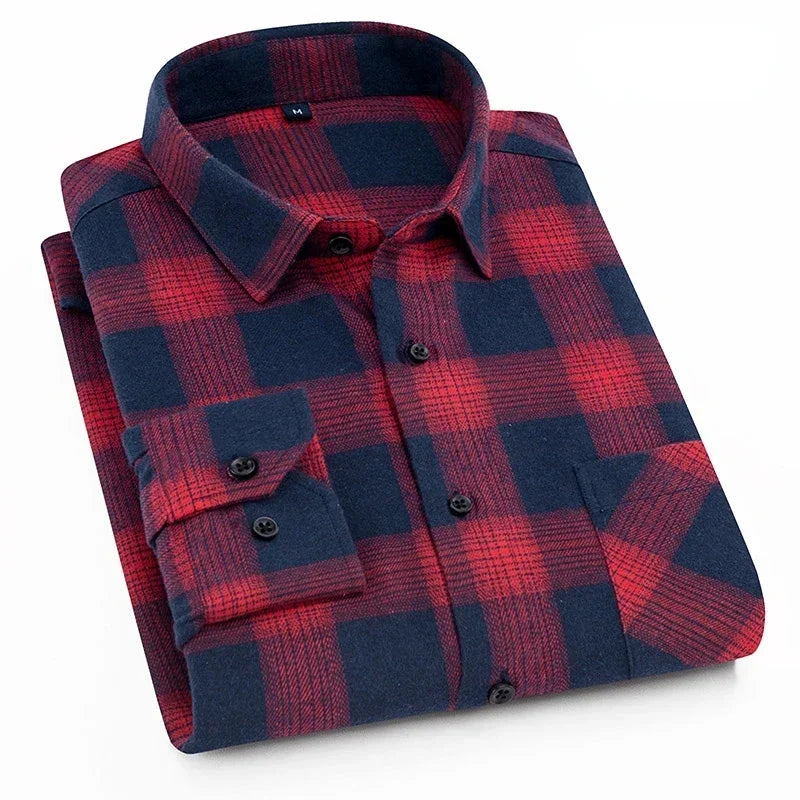Cameron – Men's Long Sleeve Cotton Plaid Shirt