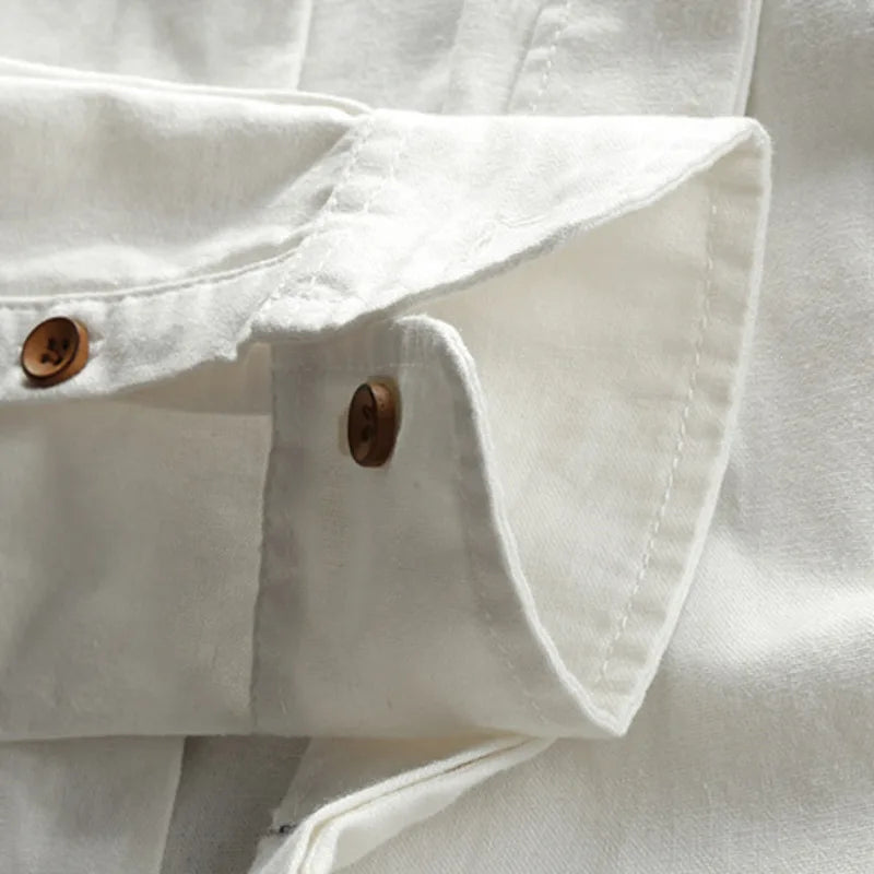 Adam – Men's Long Sleeve Linen and Cotton Shirt, Japanese Style